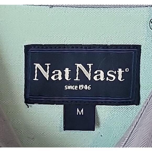 Nat Nast Men’s Button Up Shirt Medium Blue Short Sleeve Casual Resort Style - Picture 3 of 6